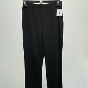 5B Style Women's Black Ribbed Elastic Waist Straight Leg Pants Large NWT